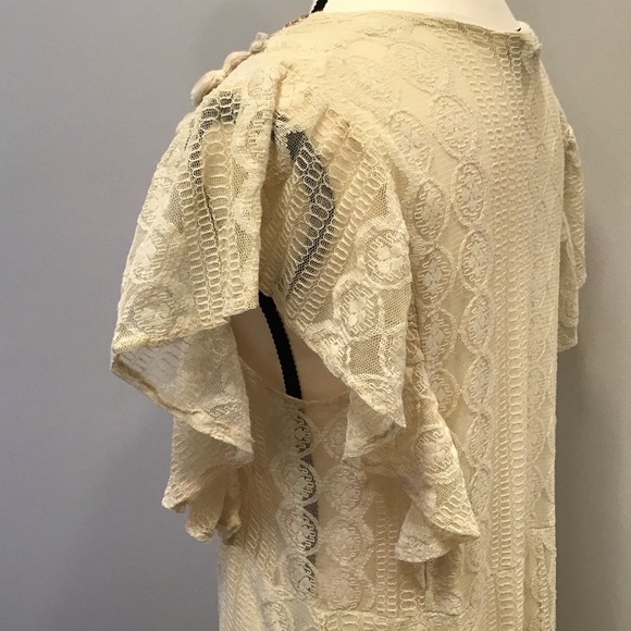 Vanessa Alexandra Romantic Sheer Lace Maxi Dress Flutter Embroidered Tassels Med - Picture 10 of 16